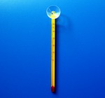 103869Ep - Thermometer XL Slimline 0 bis +50 C - 150 mm aus Glas mit Saughalter