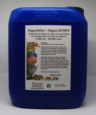 5 Liter Kanister Algenkiller / Algen-STOPP für 50.000 Liter Aquarium-Wasser
